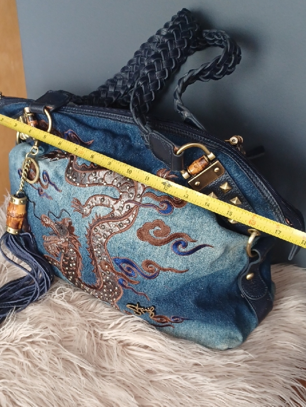Y2K Denim Dragon Large Tote - Picture 12 of 16